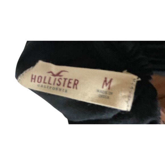 Hollister Medium Black Mini‎ Dress With Floral Embroidery & Elastic Waist Bell M - Picture 11 of 16